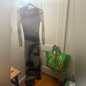 Almost Famous Black and Gray Artistic Long Sleeve Dress